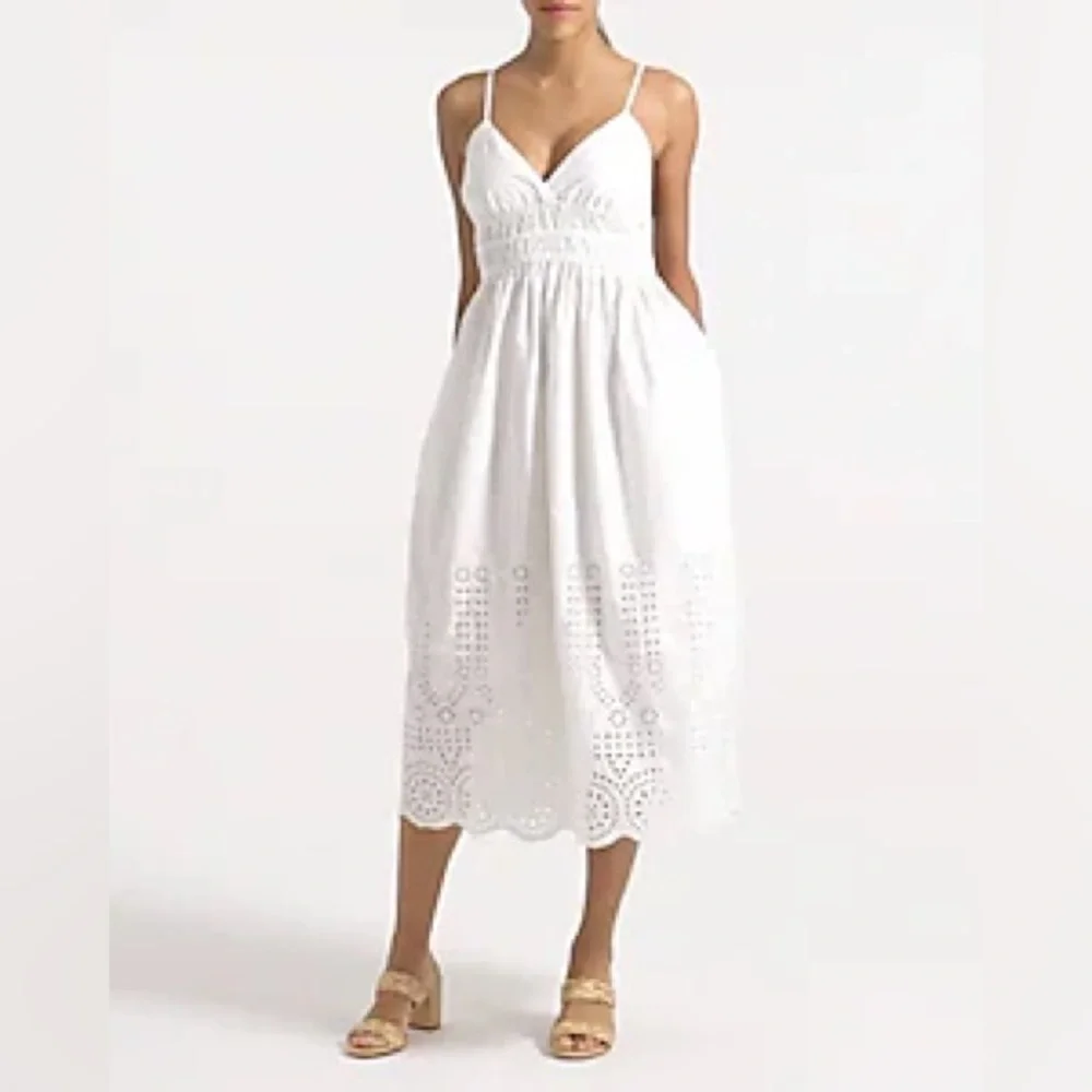 J.Crew smocked eyelet-hem dress in cotton poplin BR450